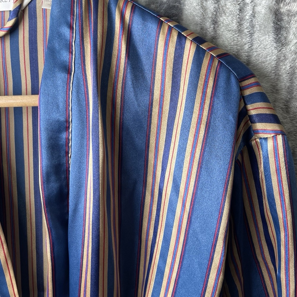 Victoria's Secret Glossy Striped Satin Robe, Long Sleeved With Tie Size Small - Picture 2 of 5